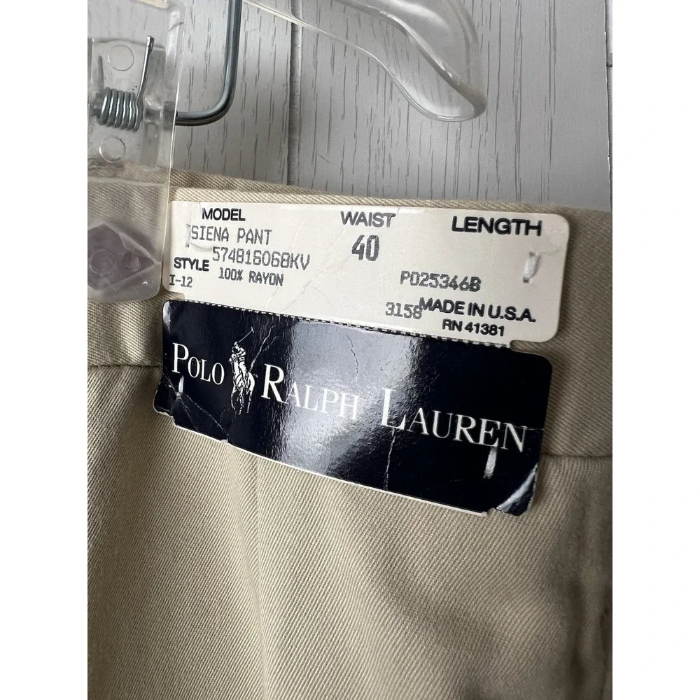 Vintage Polo Ralph Lauren Siena Pants 40 NWT USA Made Rayon Pleated Unhemmed